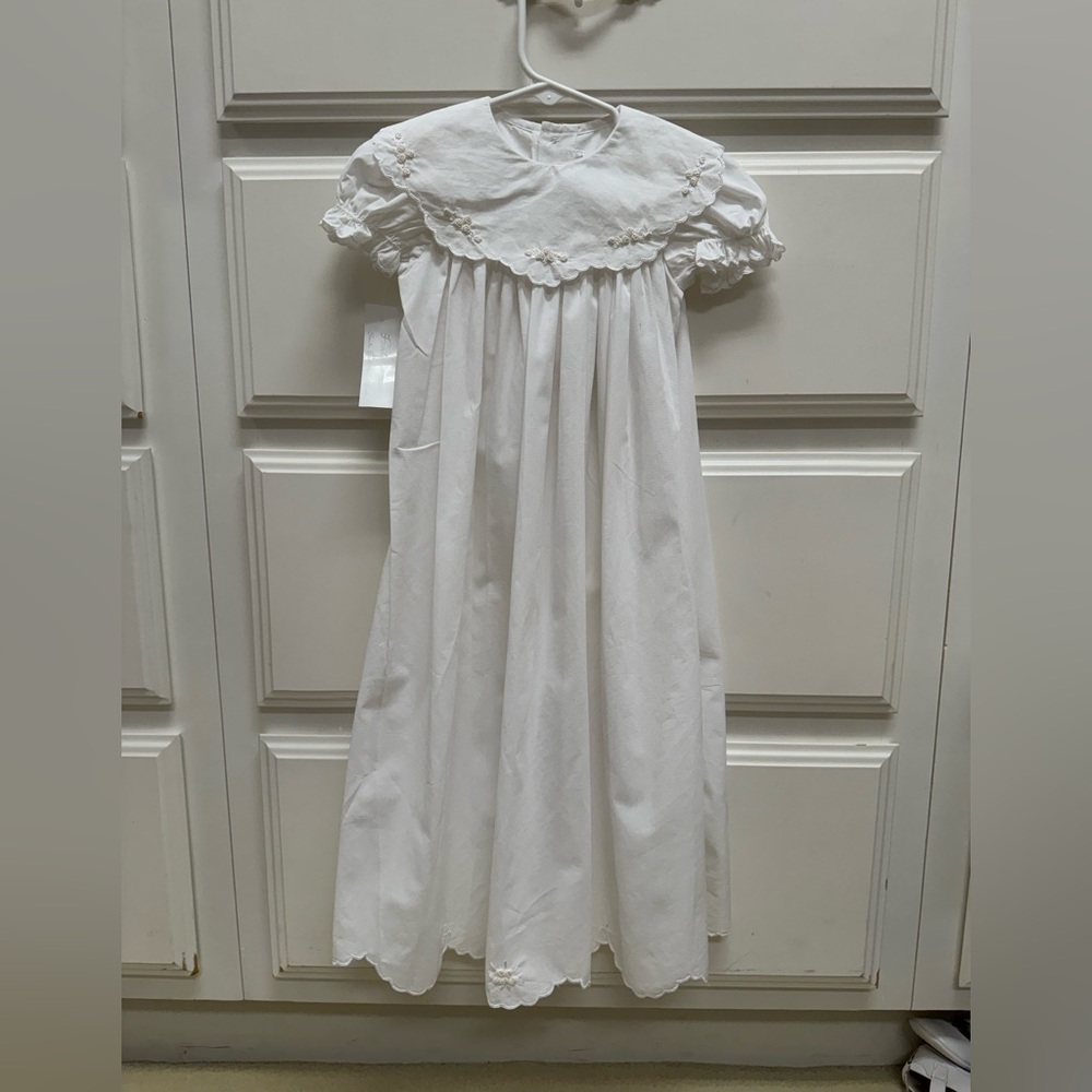 NWT Fantaisie Kids Heirloom Christening Baptism Dress White 3M Embroidered